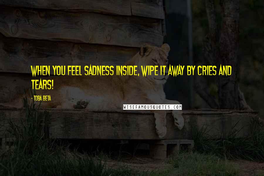 Toba Beta Quotes: When you feel sadness inside, wipe it away by cries and tears!