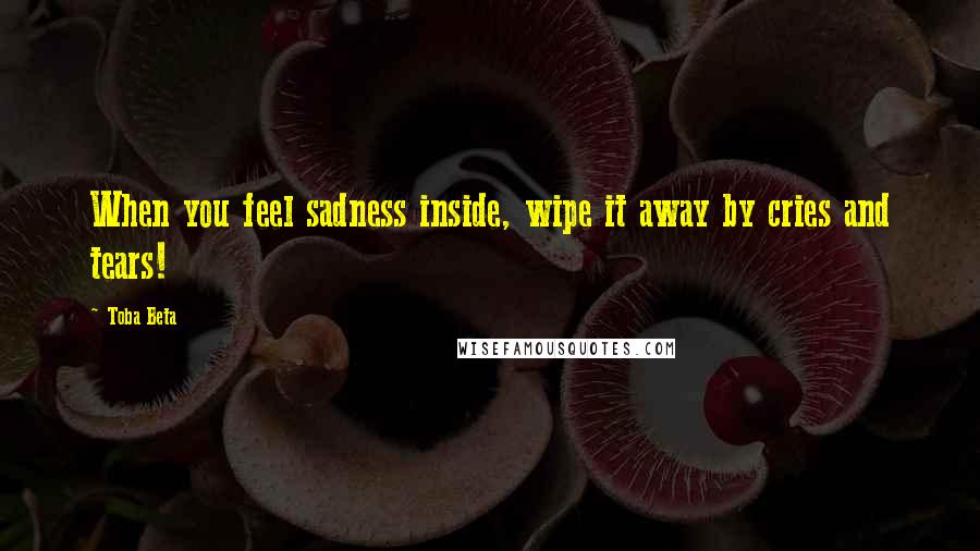 Toba Beta Quotes: When you feel sadness inside, wipe it away by cries and tears!