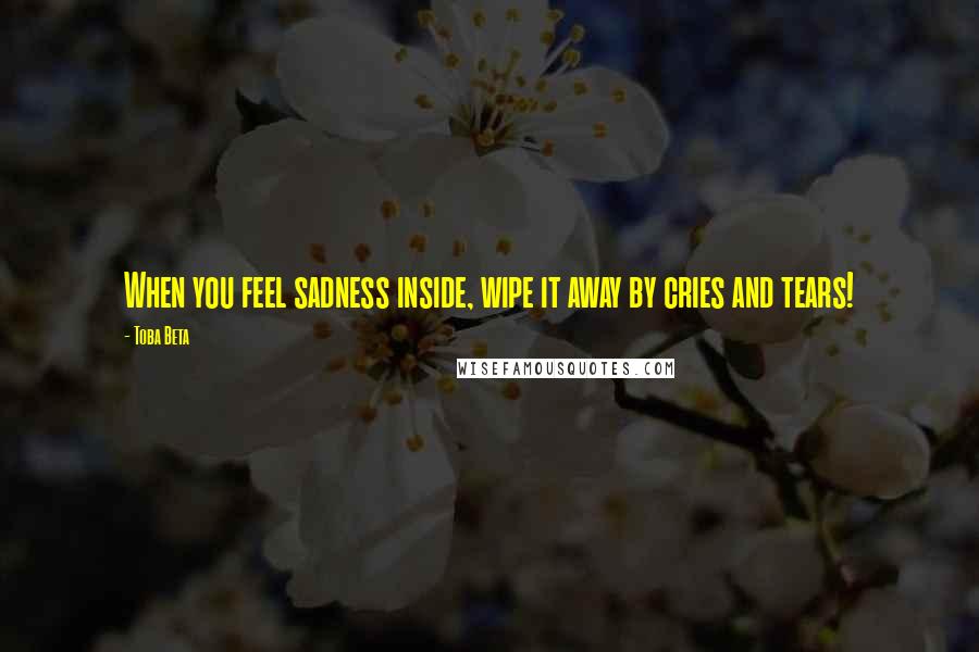 Toba Beta Quotes: When you feel sadness inside, wipe it away by cries and tears!