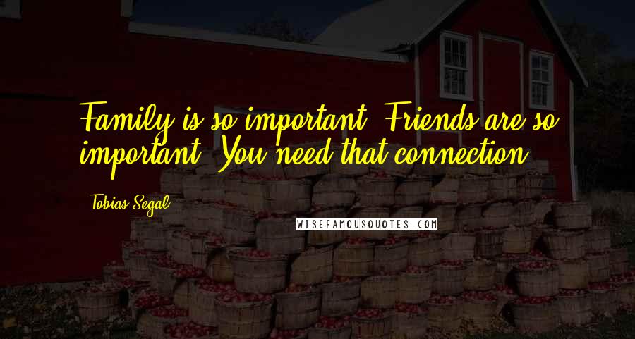 Tobias Segal Quotes: Family is so important. Friends are so important. You need that connection.