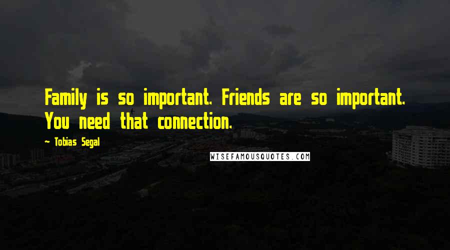 Tobias Segal Quotes: Family is so important. Friends are so important. You need that connection.