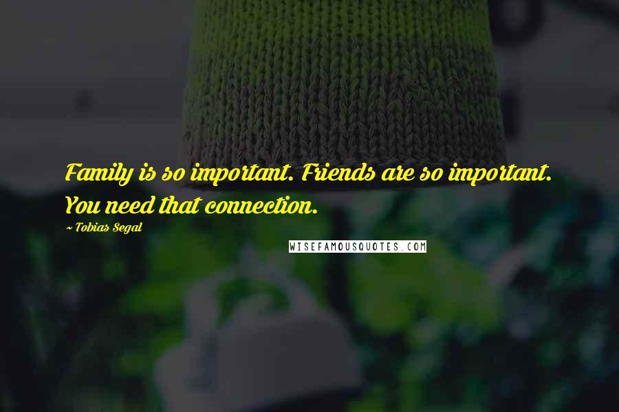 Tobias Segal Quotes: Family is so important. Friends are so important. You need that connection.