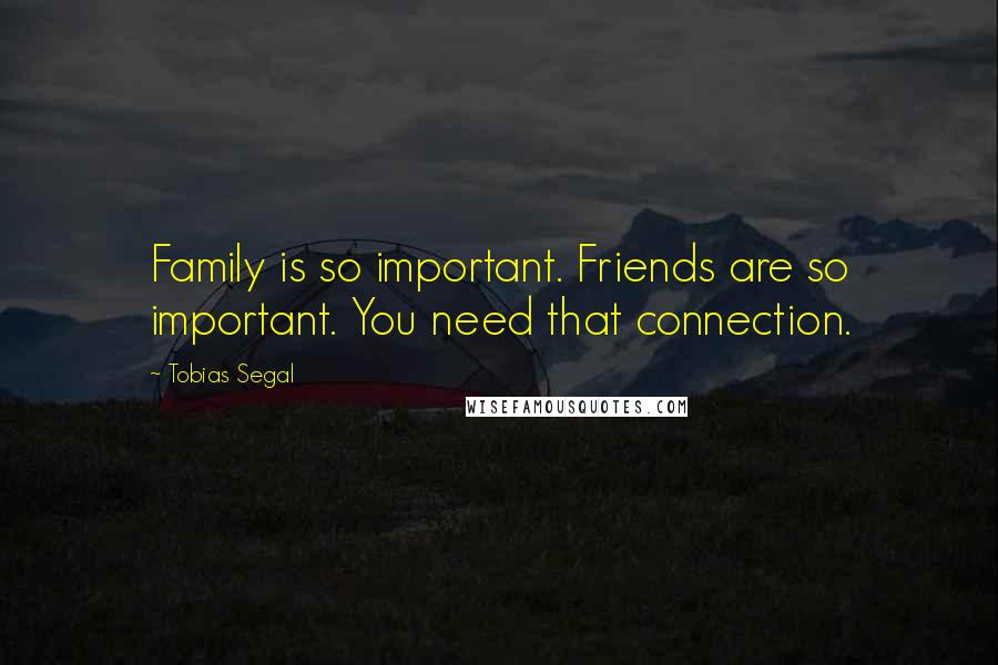 Tobias Segal Quotes: Family is so important. Friends are so important. You need that connection.