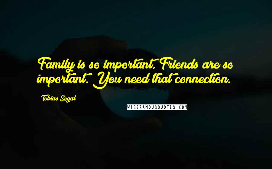 Tobias Segal Quotes: Family is so important. Friends are so important. You need that connection.