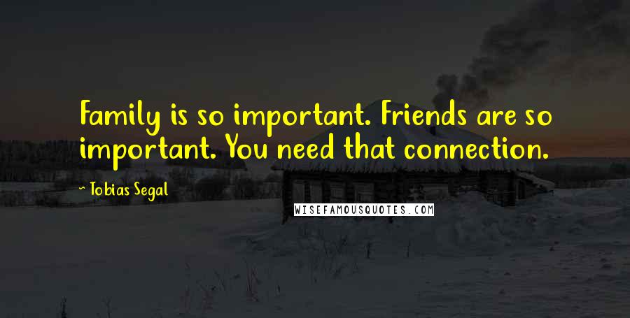 Tobias Segal Quotes: Family is so important. Friends are so important. You need that connection.