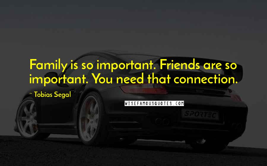 Tobias Segal Quotes: Family is so important. Friends are so important. You need that connection.