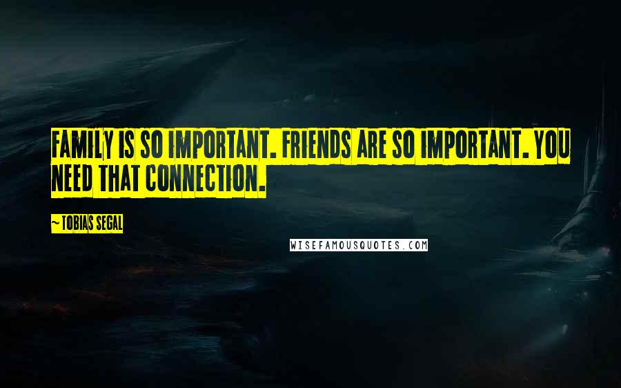 Tobias Segal Quotes: Family is so important. Friends are so important. You need that connection.