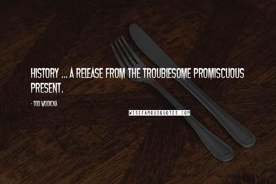 Tod Wodicka Quotes: History ... a release from the troublesome promiscuous present.