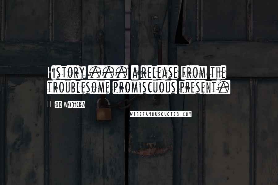 Tod Wodicka Quotes: History ... a release from the troublesome promiscuous present.