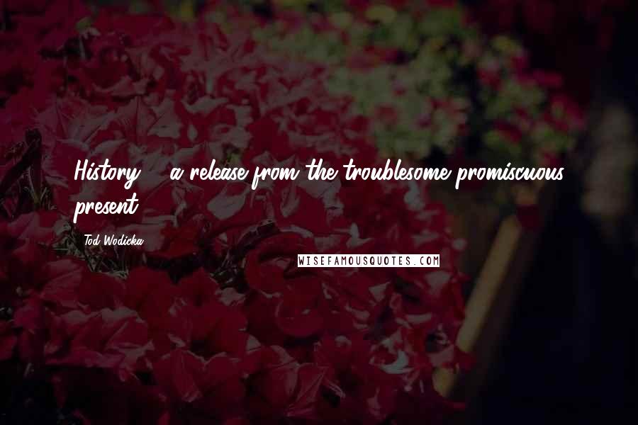 Tod Wodicka Quotes: History ... a release from the troublesome promiscuous present.