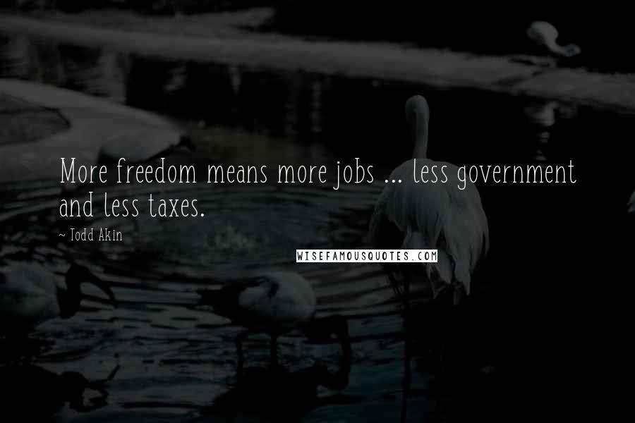 Todd Akin Quotes: More freedom means more jobs ... less government and less taxes.
