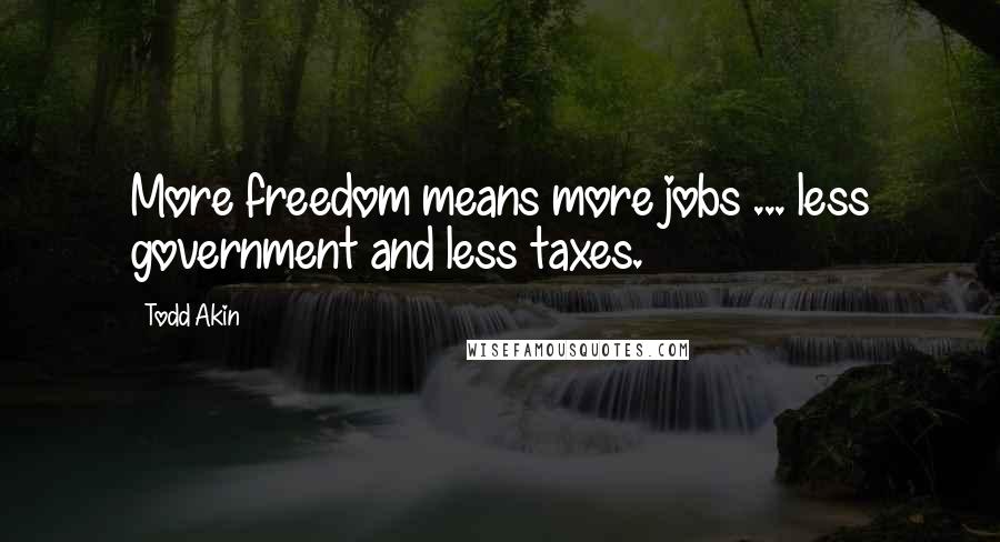 Todd Akin Quotes: More freedom means more jobs ... less government and less taxes.