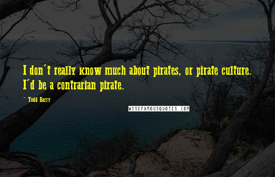 Todd Barry Quotes: I don't really know much about pirates, or pirate culture. I'd be a contrarian pirate.