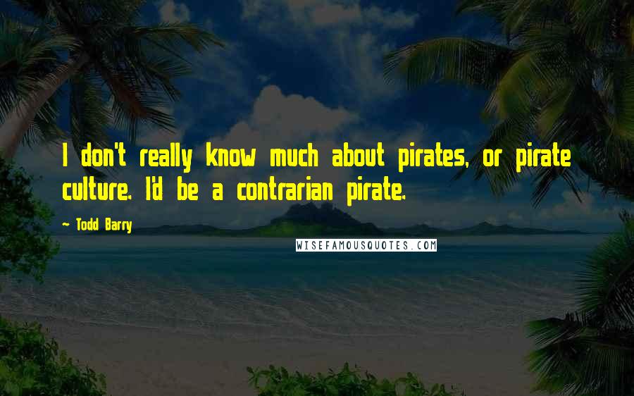 Todd Barry Quotes: I don't really know much about pirates, or pirate culture. I'd be a contrarian pirate.