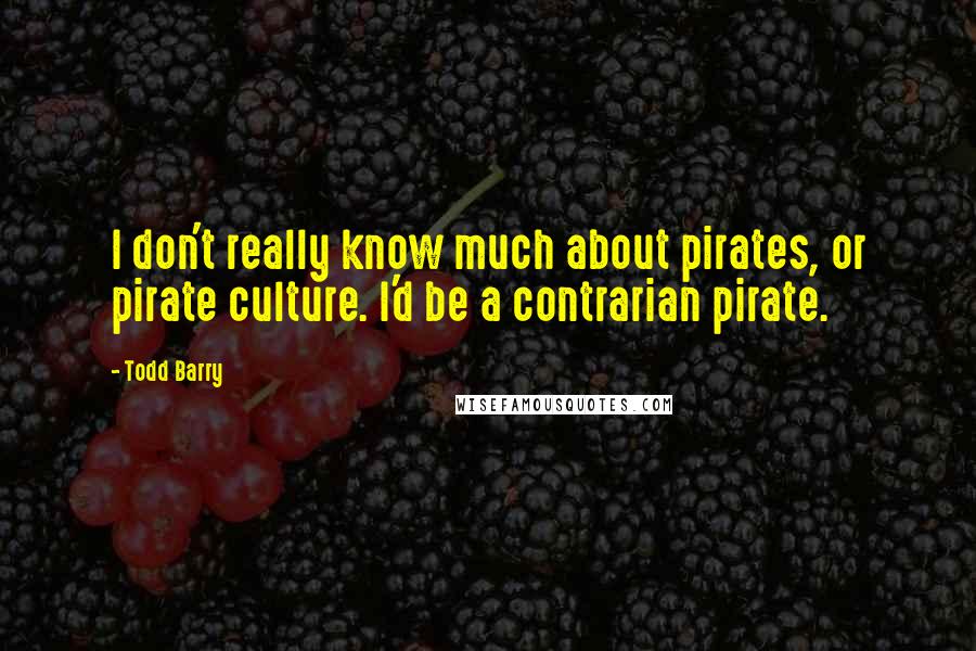 Todd Barry Quotes: I don't really know much about pirates, or pirate culture. I'd be a contrarian pirate.