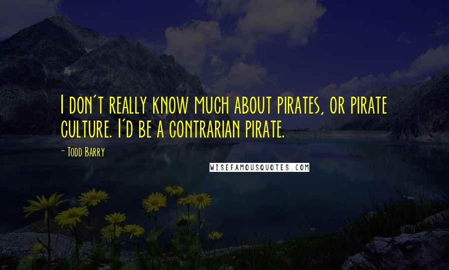 Todd Barry Quotes: I don't really know much about pirates, or pirate culture. I'd be a contrarian pirate.