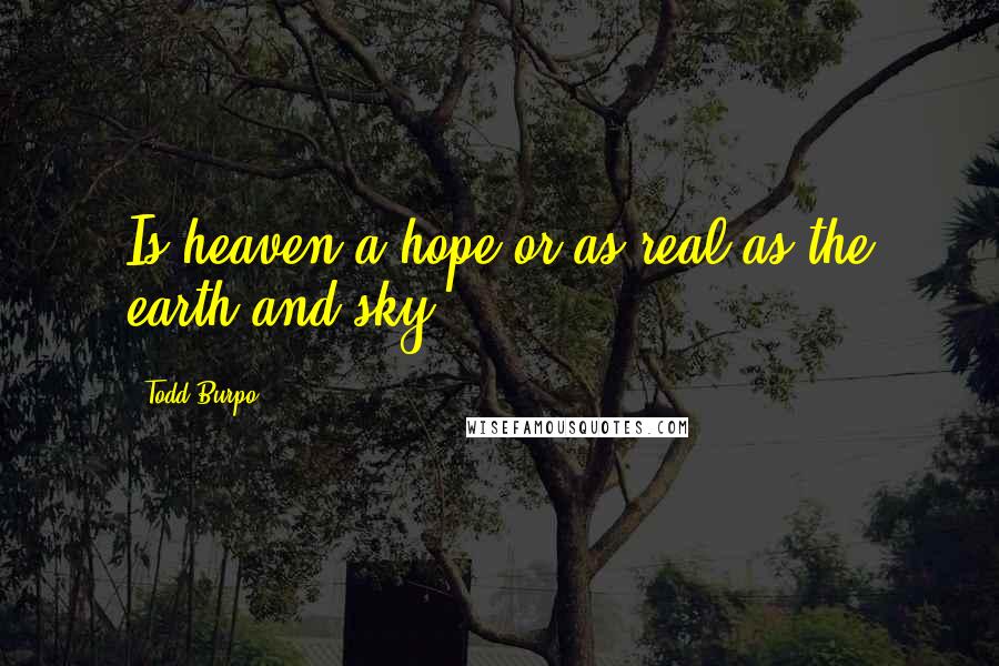 Todd Burpo Quotes: Is heaven a hope or as real as the earth and sky?