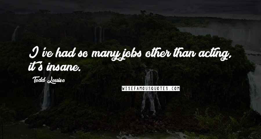 Todd Louiso Quotes: I've had so many jobs other than acting, it's insane.