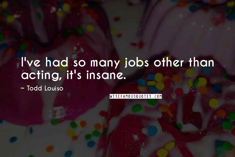 Todd Louiso Quotes: I've had so many jobs other than acting, it's insane.