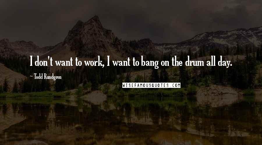 Todd Rundgren Quotes: I don't want to work, I want to bang on the drum all day.