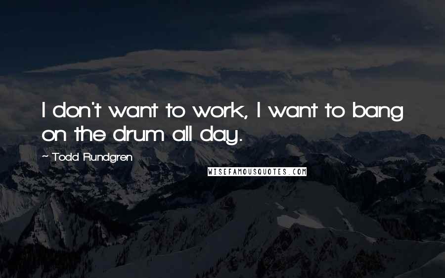 Todd Rundgren Quotes: I don't want to work, I want to bang on the drum all day.