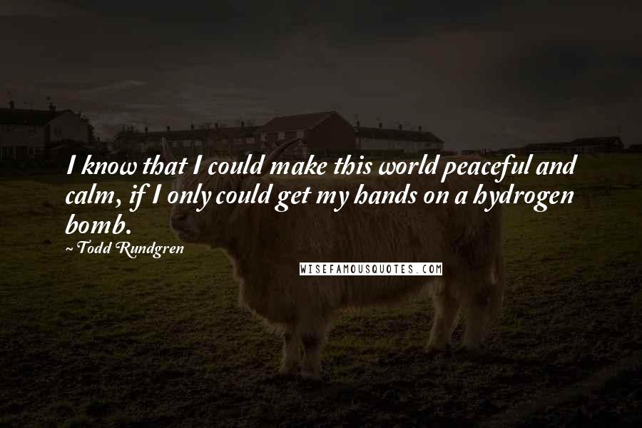 Todd Rundgren Quotes: I know that I could make this world peaceful and calm, if I only could get my hands on a hydrogen bomb.