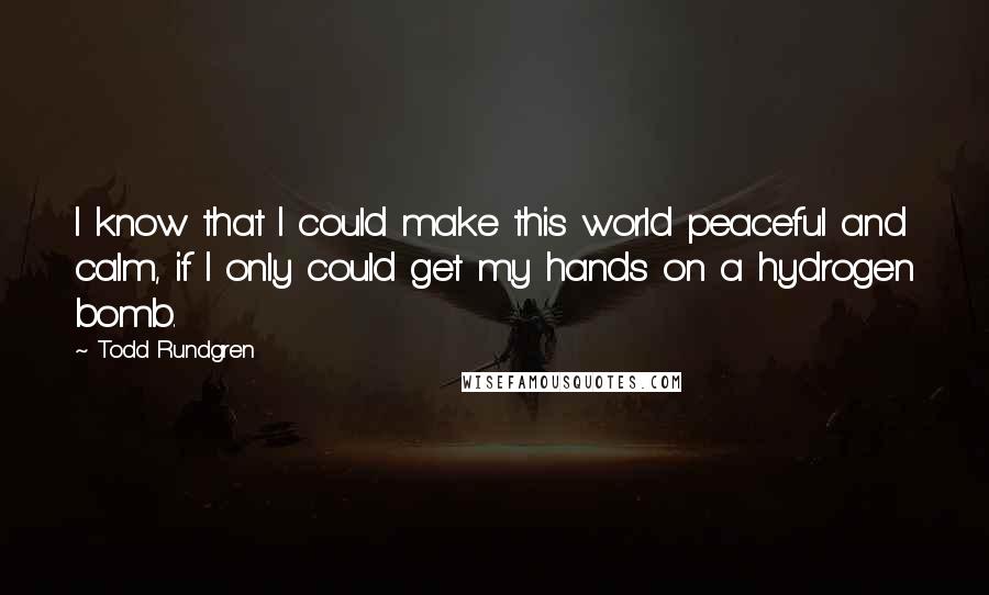 Todd Rundgren Quotes: I know that I could make this world peaceful and calm, if I only could get my hands on a hydrogen bomb.