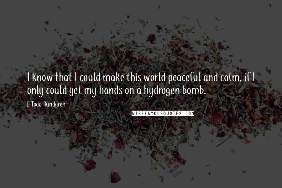 Todd Rundgren Quotes: I know that I could make this world peaceful and calm, if I only could get my hands on a hydrogen bomb.