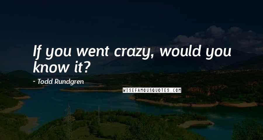 Todd Rundgren Quotes: If you went crazy, would you know it?