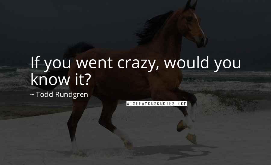 Todd Rundgren Quotes: If you went crazy, would you know it?