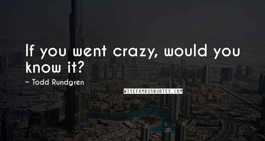 Todd Rundgren Quotes: If you went crazy, would you know it?