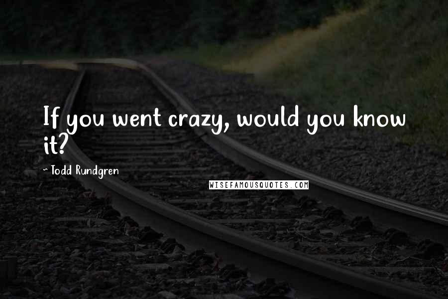 Todd Rundgren Quotes: If you went crazy, would you know it?