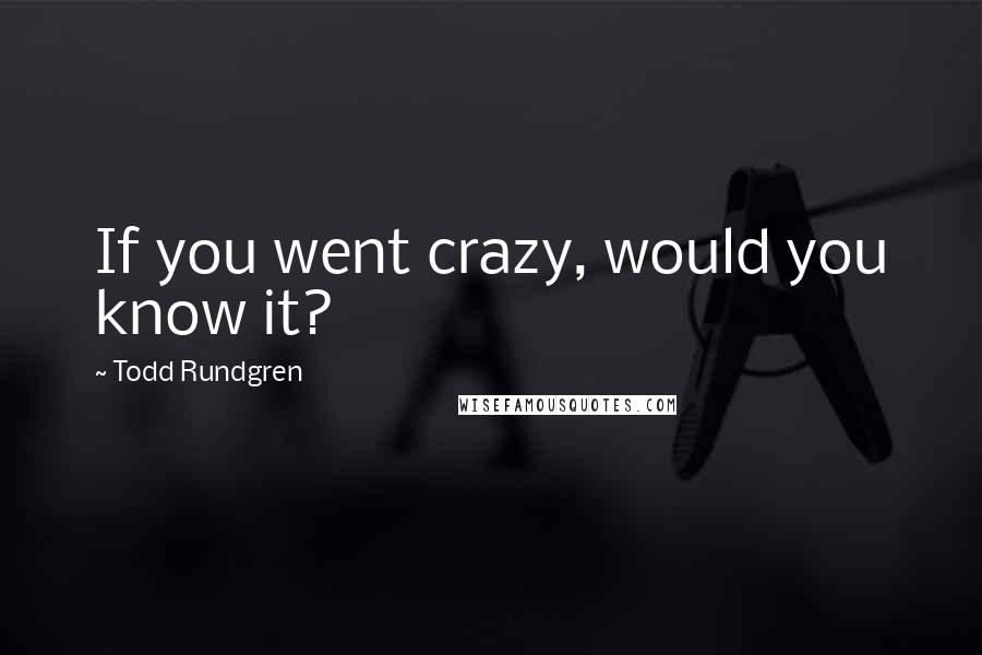 Todd Rundgren Quotes: If you went crazy, would you know it?