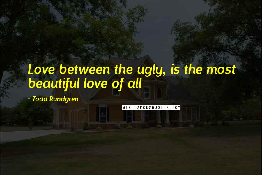 Todd Rundgren Quotes: Love between the ugly, is the most beautiful love of all