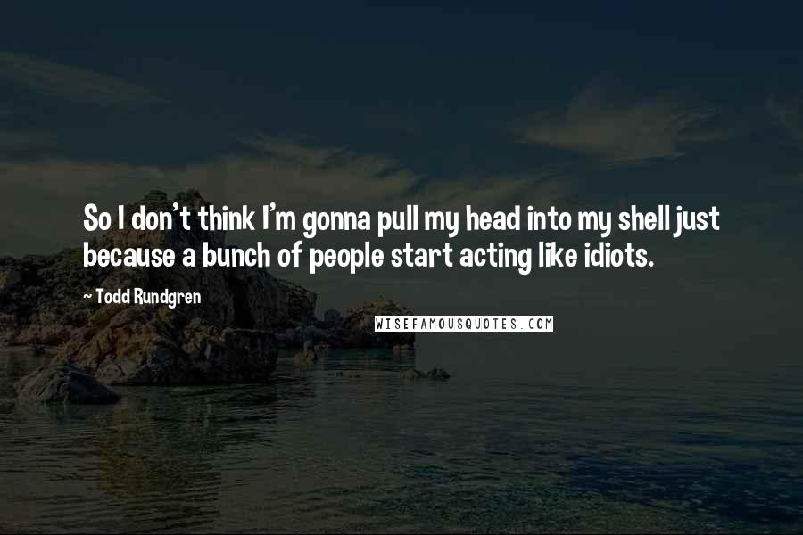 Todd Rundgren Quotes: So I don't think I'm gonna pull my head into my shell just because a bunch of people start acting like idiots.