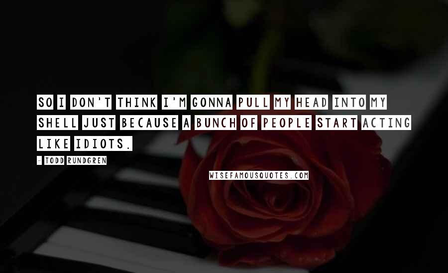 Todd Rundgren Quotes: So I don't think I'm gonna pull my head into my shell just because a bunch of people start acting like idiots.