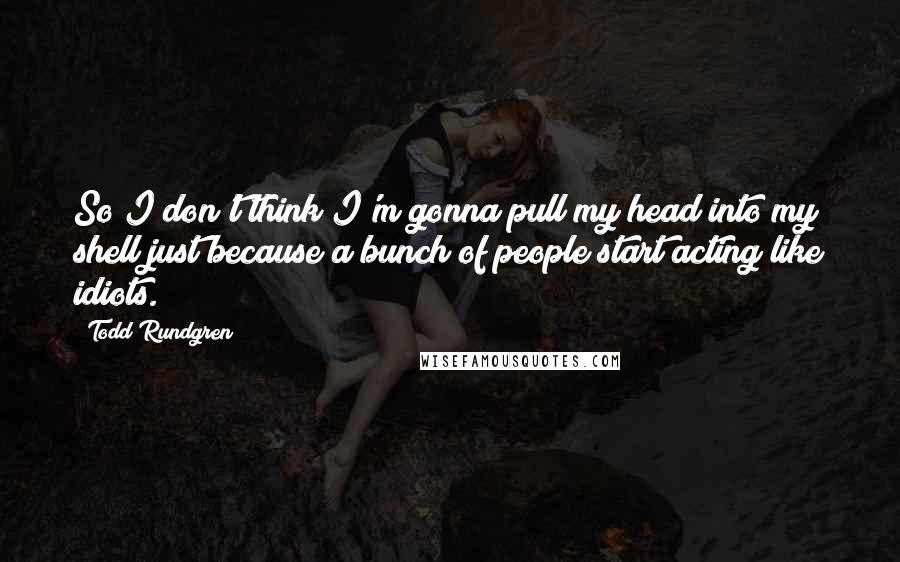 Todd Rundgren Quotes: So I don't think I'm gonna pull my head into my shell just because a bunch of people start acting like idiots.