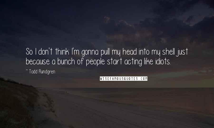 Todd Rundgren Quotes: So I don't think I'm gonna pull my head into my shell just because a bunch of people start acting like idiots.