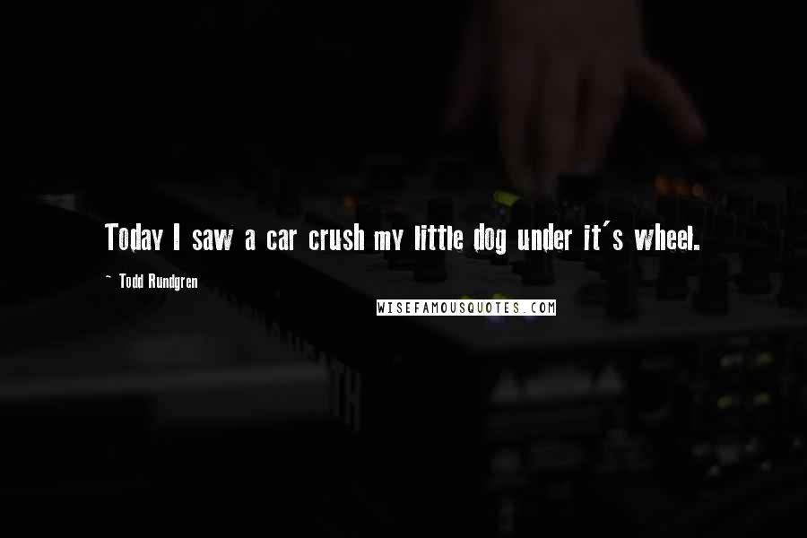 Todd Rundgren Quotes: Today I saw a car crush my little dog under it's wheel.