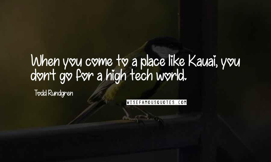 Todd Rundgren Quotes: When you come to a place like Kauai, you don't go for a high tech world.