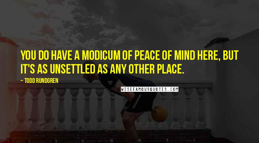 Todd Rundgren Quotes: You do have a modicum of peace of mind here, but it's as unsettled as any other place.