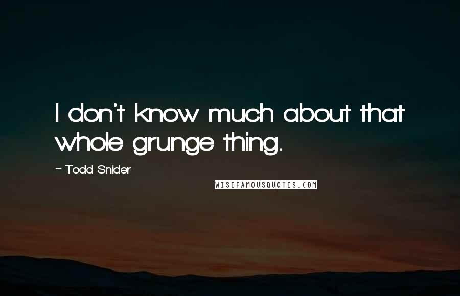 Todd Snider Quotes: I don't know much about that whole grunge thing.