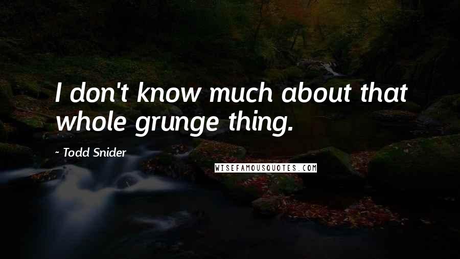 Todd Snider Quotes: I don't know much about that whole grunge thing.