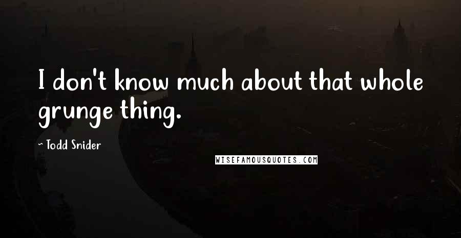 Todd Snider Quotes: I don't know much about that whole grunge thing.