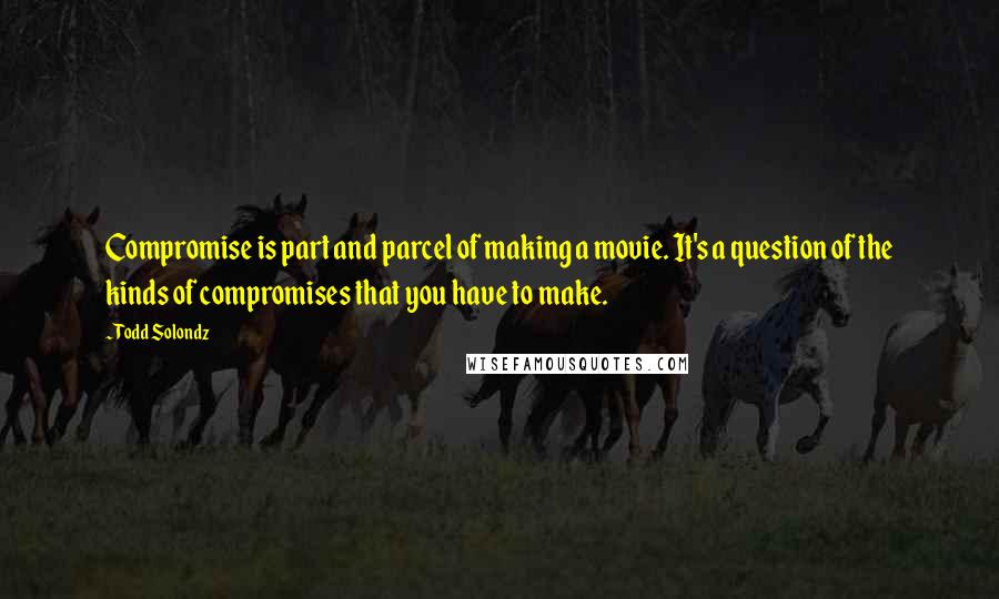 Todd Solondz Quotes: Compromise is part and parcel of making a movie. It's a question of the kinds of compromises that you have to make.