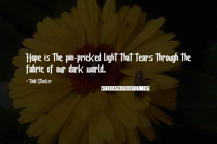 Todd Stocker Quotes: Hope is the pin-pricked light that tears through the fabric of our dark world.