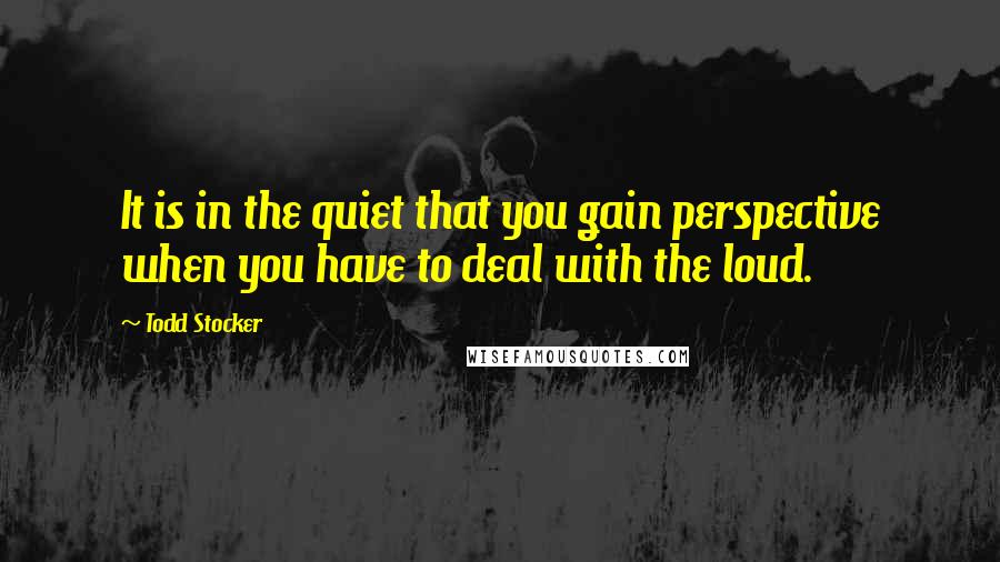 Todd Stocker Quotes: It is in the quiet that you gain perspective when you have to deal with the loud.