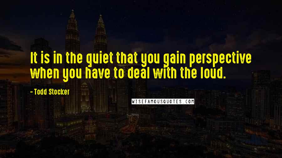 Todd Stocker Quotes: It is in the quiet that you gain perspective when you have to deal with the loud.