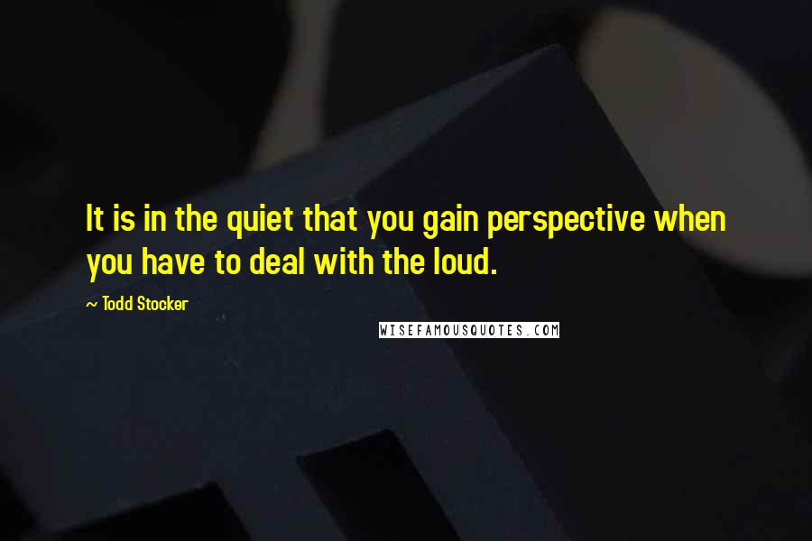 Todd Stocker Quotes: It is in the quiet that you gain perspective when you have to deal with the loud.