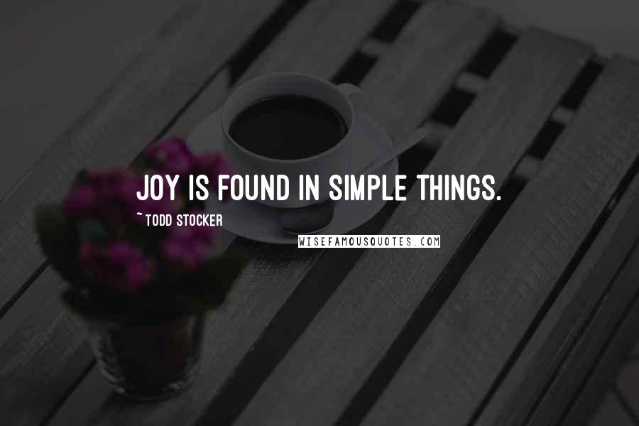 Todd Stocker Quotes: Joy is found in simple things.